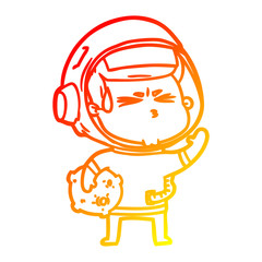 warm gradient line drawing cartoon stressed astronaut