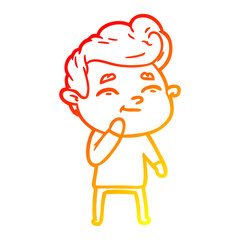 warm gradient line drawing happy cartoon man