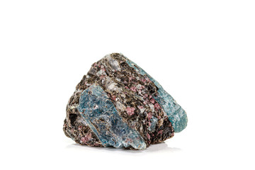 Macro stone mineral Diopside Calcite Magnetite on a white background