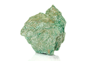 Macro stone mineral Actinolite on a white background