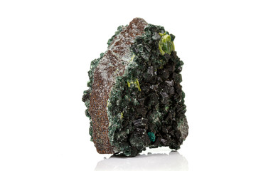 Macro stone Stannite mineral on white background
