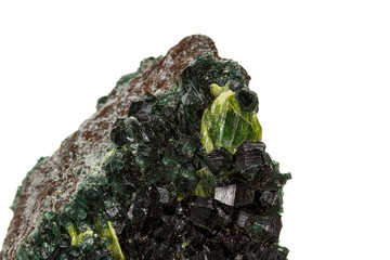 Macro stone Stannite mineral on white background