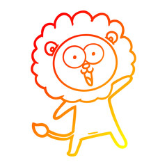 Obraz premium warm gradient line drawing happy cartoon lion