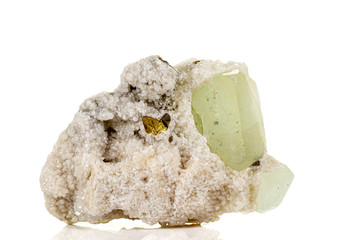 Macro stone mineral Datolite on a white background