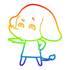 Fototapeta premium rainbow gradient line drawing cartoon elephant remembering