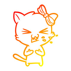 warm gradient line drawing cartoon cat