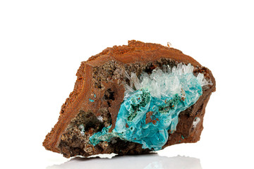 Macro stone Hemimorphite mineral on white background