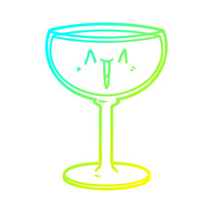 cold gradient line drawing cartoon glass of wine