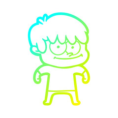 cold gradient line drawing happy cartoon man