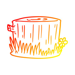 warm gradient line drawing cartoon tree stump