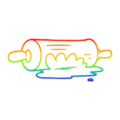 rainbow gradient line drawing cartoon rolling pin