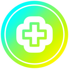 addition symbol circular in cold gradient spectrum