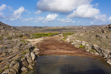 Aerial view over Boka Ascension at the north coast of  Curaçao/Caribbean /Dutch Antilles