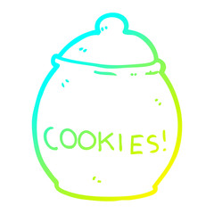 cold gradient line drawing cartoon cookie jar