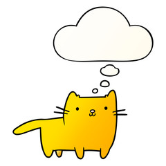 cartoon cat and thought bubble in smooth gradient style