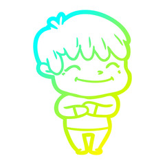 cold gradient line drawing happy cartoon boy