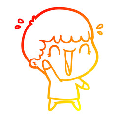 warm gradient line drawing laughing cartoon man