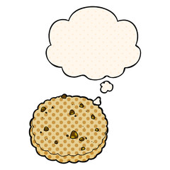 cartoon biscuit and thought bubble in comic book style