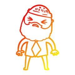 warm gradient line drawing cartoon man with beard