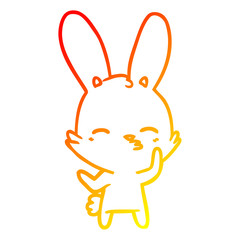 warm gradient line drawing curious bunny cartoon