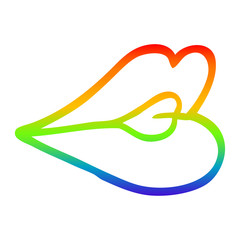 rainbow gradient line drawing cartoon pouting lips