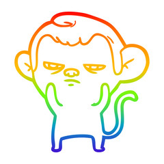 rainbow gradient line drawing cartoon monkey