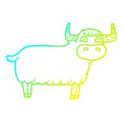 cold gradient line drawing cartoon highland cow