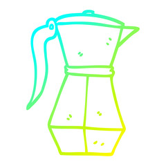 cold gradient line drawing cartoon espresso coffee pot