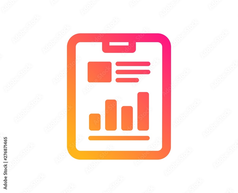 Poster report document icon. analysis chart or sales growth sign. statistics data symbol. classic flat styl