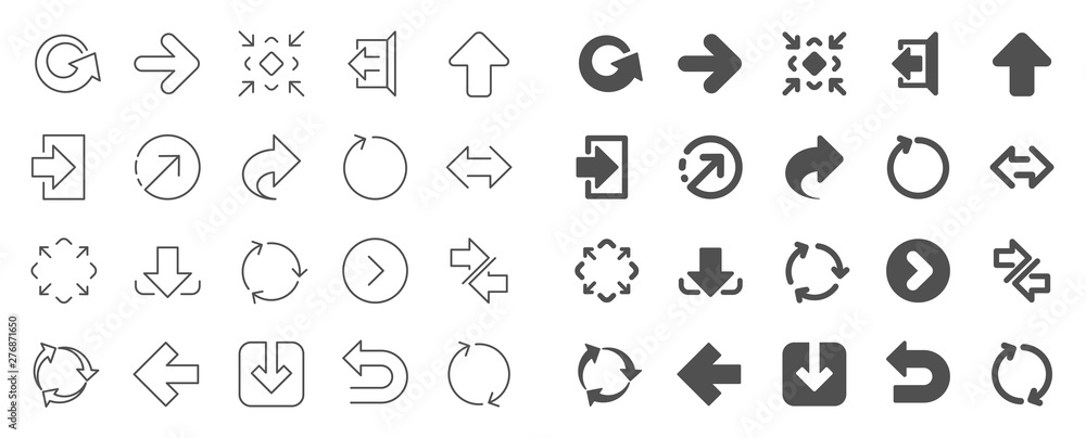 Poster share arrow icons. set of download, synchronize and recycle icons. undo, refresh and login symbols. 