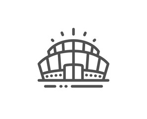 Naklejka premium Arena stadium line icon. Sport complex sign. Championship building symbol. Quality design element. Linear style arena stadium icon. Editable stroke. Vector