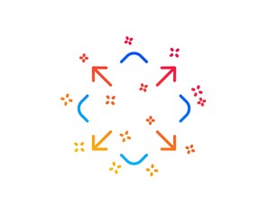 Maximize arrow line icon. Full screen symbol. Maximise Navigation sign. Gradient design elements. Linear maximize icon. Random shapes. Vector
