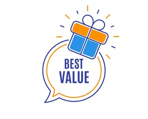 Best value. Special offer Sale sign. Advertising Discounts symbol. Loyalty sale tag. Speech bubble banner. Gift box badge. Vector