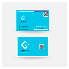 business card name card simple design_light cyan blue tosca