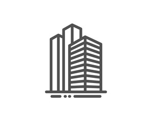 Skyscraper buildings line icon. City architecture sign. Town symbol. Quality design element. Linear style skyscraper buildings icon. Editable stroke. Vector