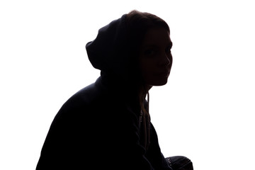 Young woman with grief dropped his arms