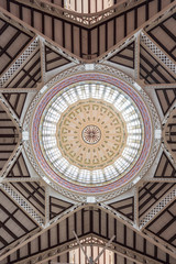 The inside ceiling of the Valencia's Central Market