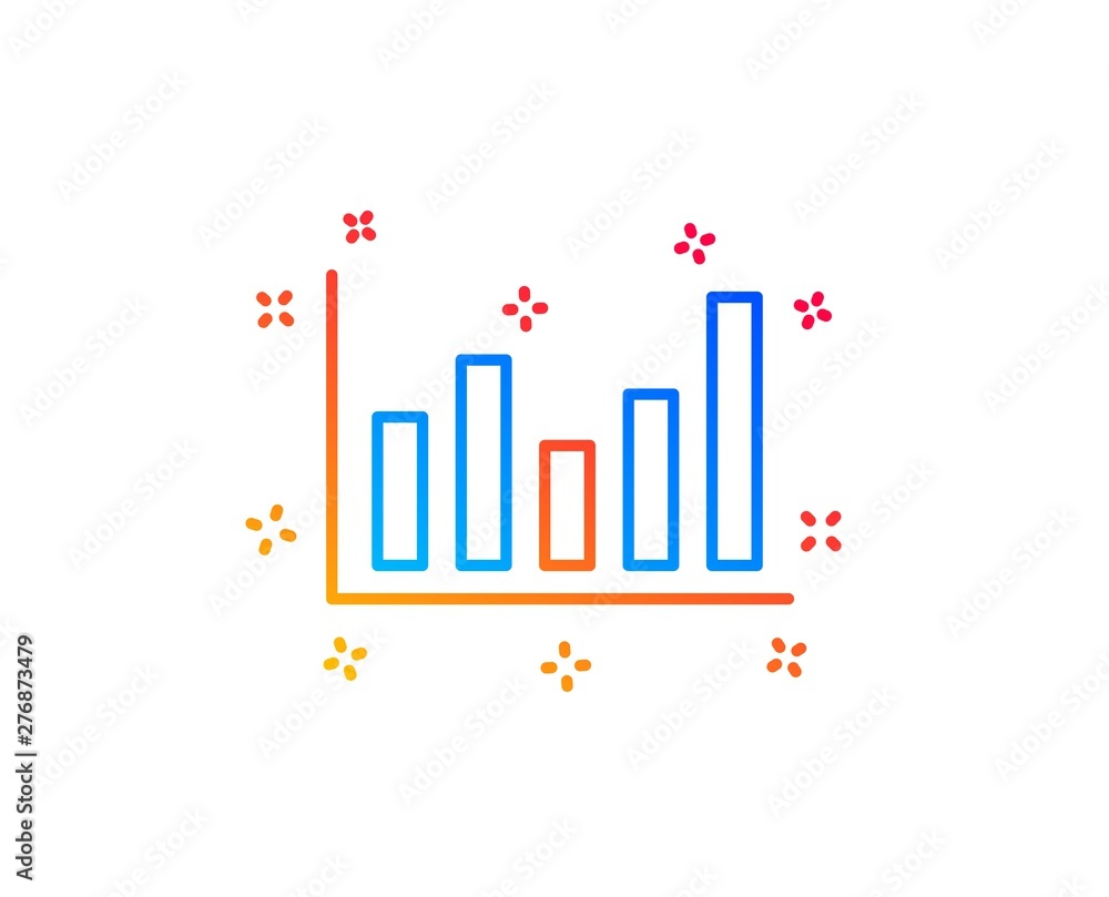 Poster column chart line icon. financial graph sign. stock exchange symbol. business investment. gradient d