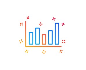 Column chart line icon. Financial graph sign. Stock exchange symbol. Business investment. Gradient design elements. Linear column chart icon. Random shapes. Vector