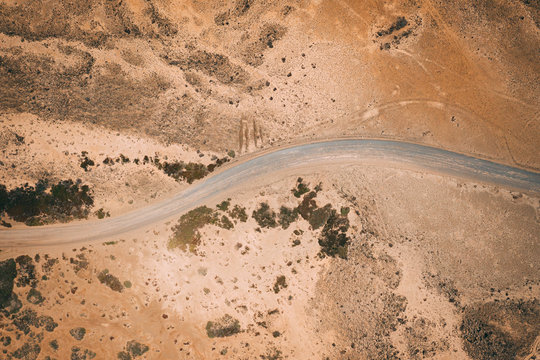 Bird's Eye View Of The Curvy Countryside Road