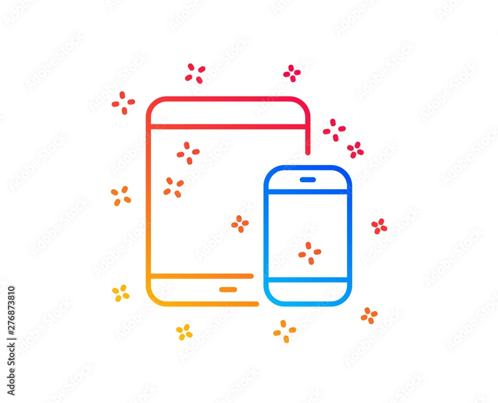 Poster mobile devices icon. smartphone and tablet pc signs. touchscreen gadget symbols. gradient design ele