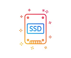 Fototapeta na wymiar SSD icon. Solid-state drive sign. Storage disk symbol. Gradient design elements. Linear sSD icon. Random shapes. Vector