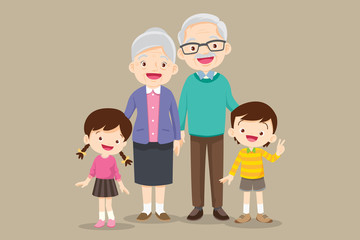 grandparents standing with grandchildren