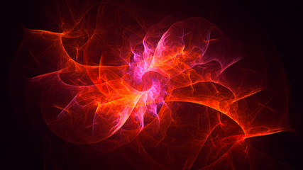3D rendering abstract red fractal light background