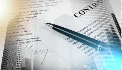 Obraz premium Signed contract; multiple exposure