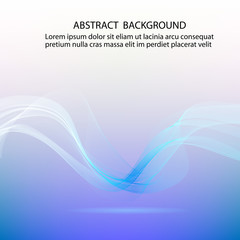  Horizontal blue wave with shadow on abstract background.