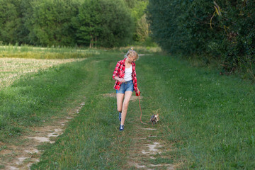 Young girl in a red shirt