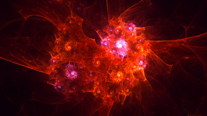 Obraz premium 3D rendering abstract red fractal light background