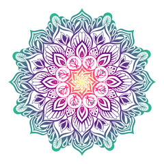 Oriental mandala with lotus flowers.