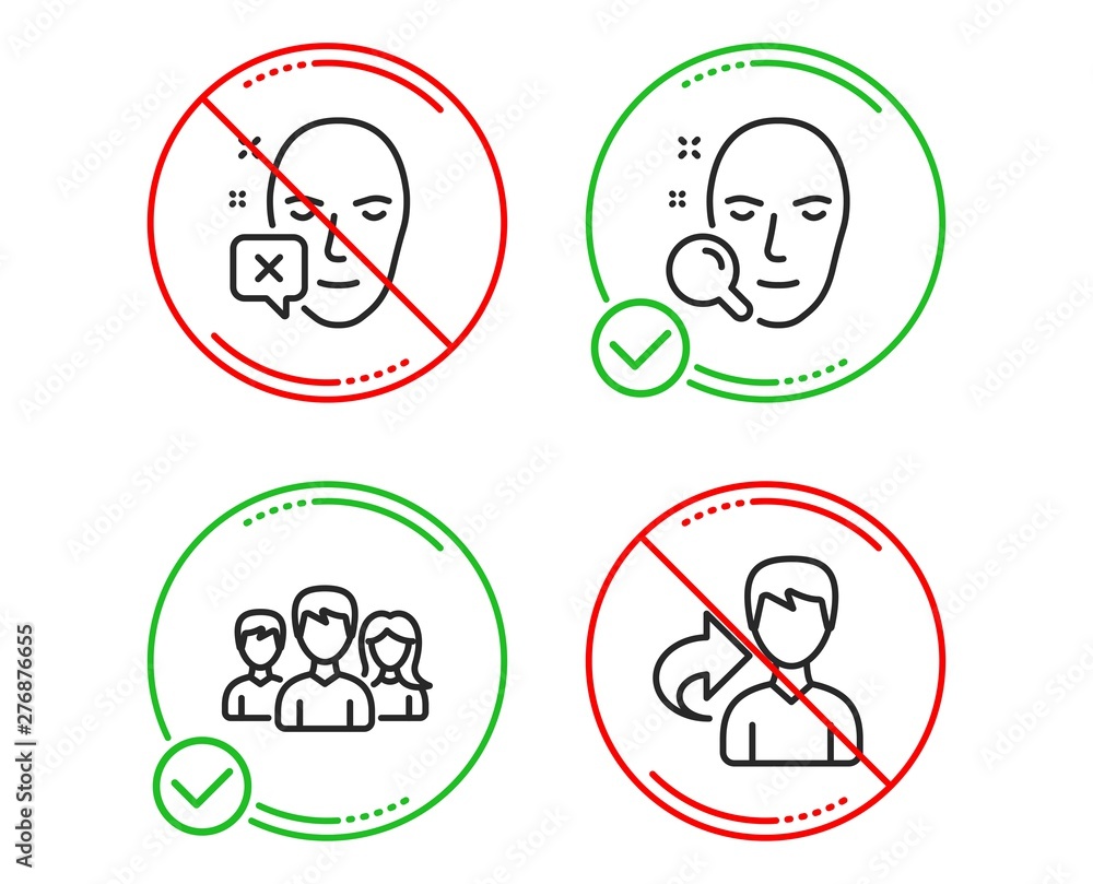 Poster do or stop. teamwork, face search and face declined icons simple set. share sign. group of users, fi